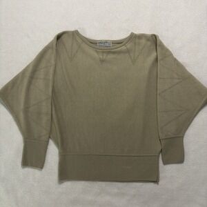 Jaeger Sweater Women's 38" Beige All Wool Made In Great Britain Dolman Sleeves